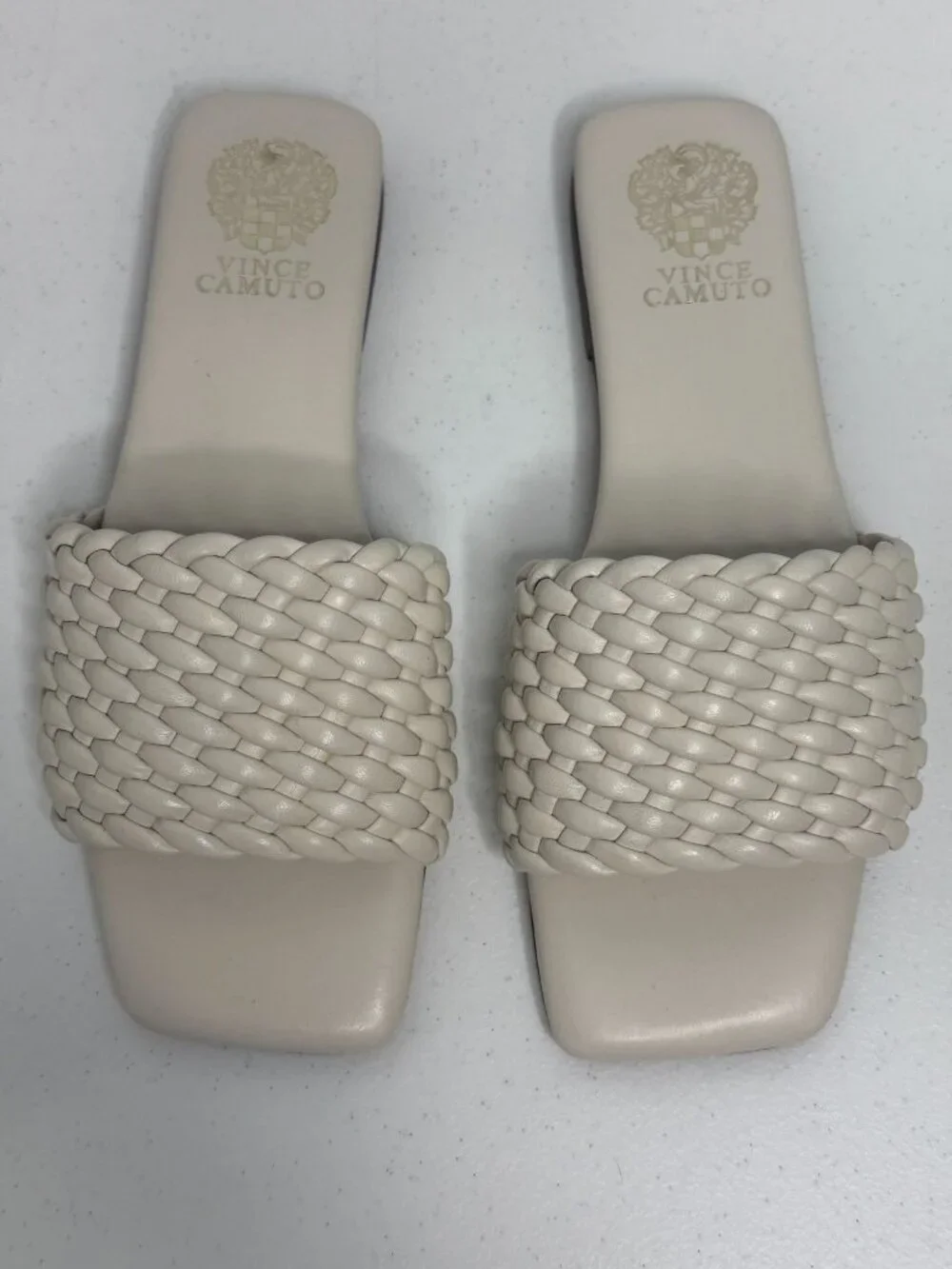 Vince Camuto Woven Leather Flat Slides Size 8.5
